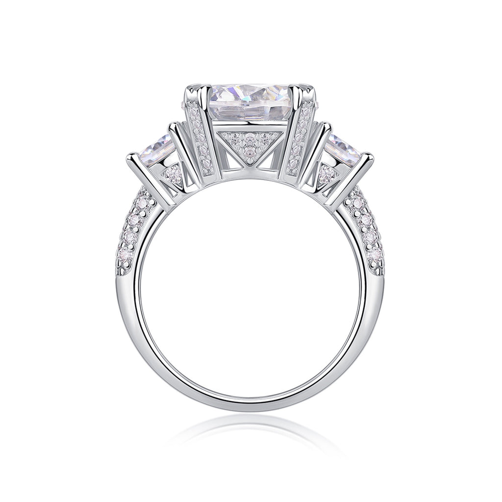 Dazzlestar 5 Carat Moissanite Three-Stone Ring in Sterling Silver