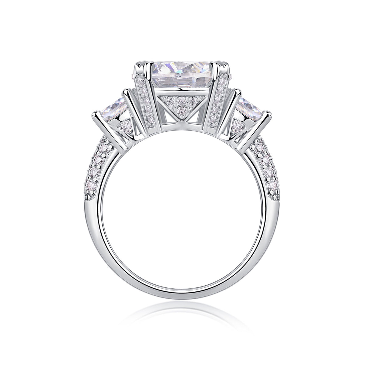 Dazzlestar 5 Carat Moissanite Three-Stone Ring in Sterling Silver