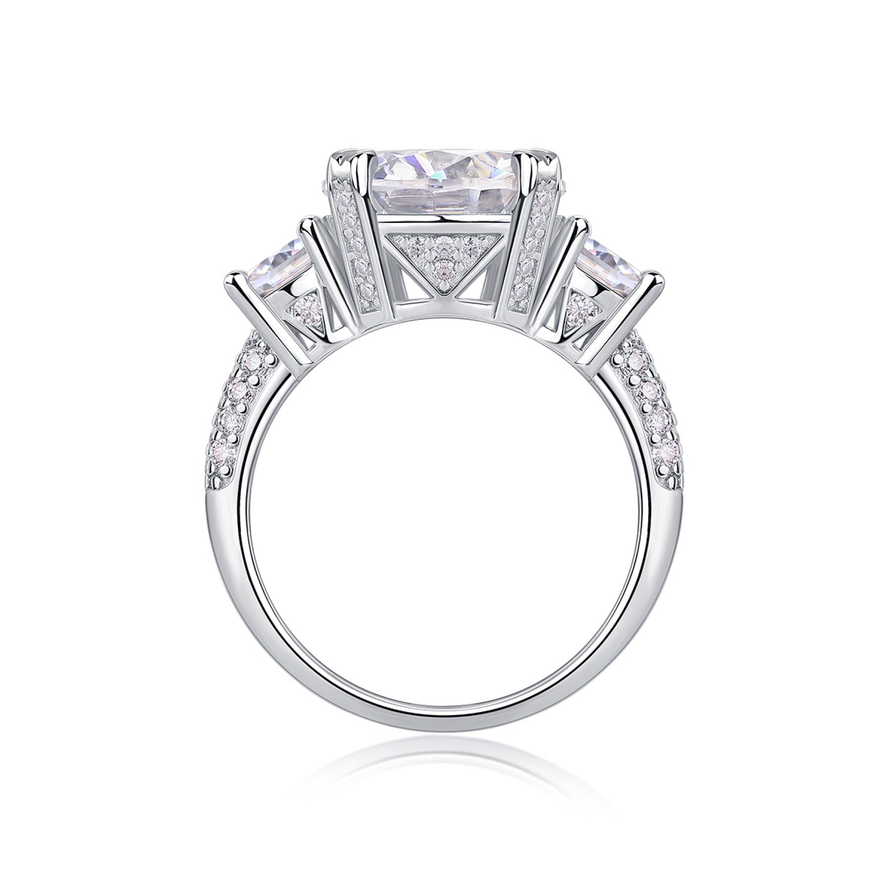 Dazzlestar 5 Carat Moissanite Three-Stone Ring in Sterling Silver
