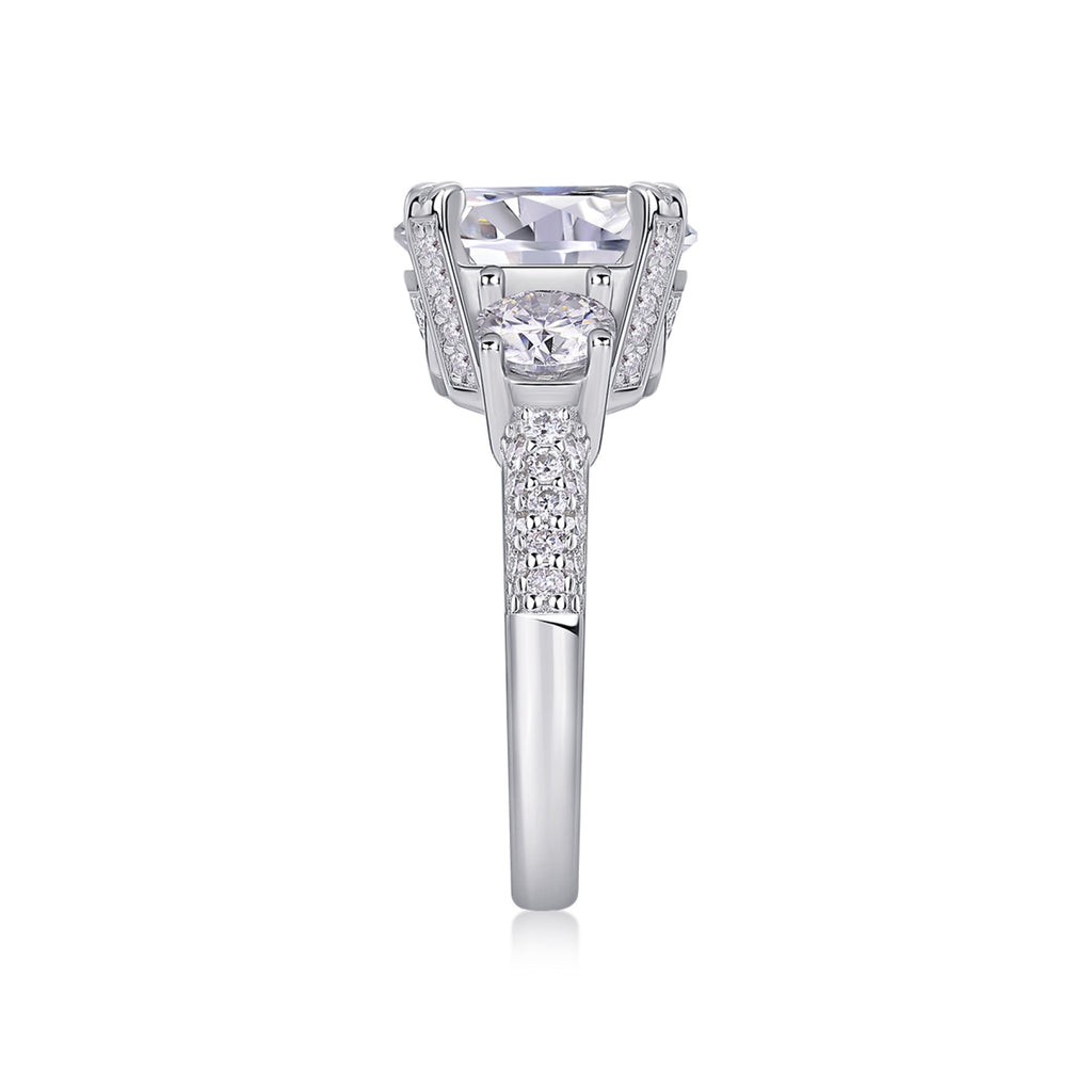 Dazzlestar 5 Carat Moissanite Three-Stone Ring in Sterling Silver