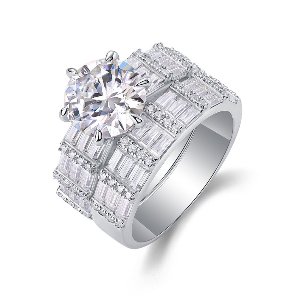 Freesia 3 Carat Moissanite Halo Ring in Sterling Silver