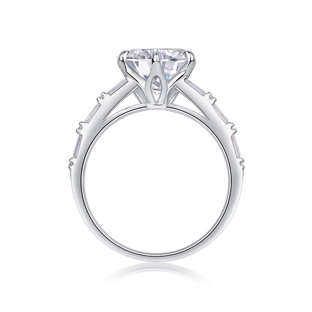 Freesia 3 Carat Moissanite Halo Ring in Sterling Silver