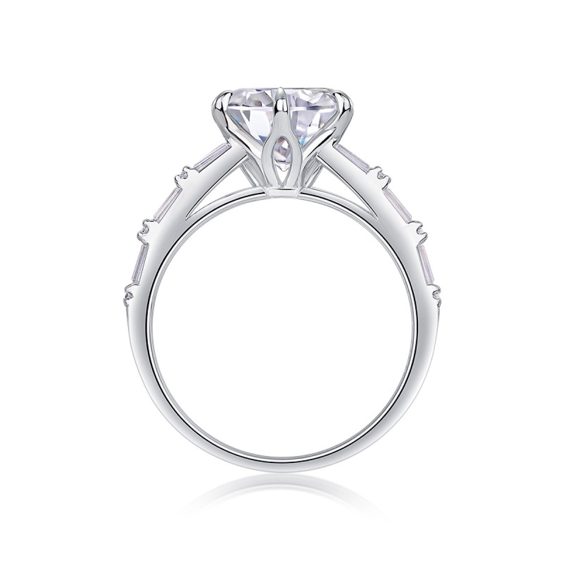 Freesia 3 Carat Moissanite Halo Ring in Sterling Silver