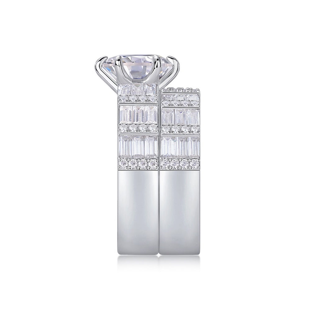 Freesia 3 Carat Moissanite Halo Ring in Sterling Silver