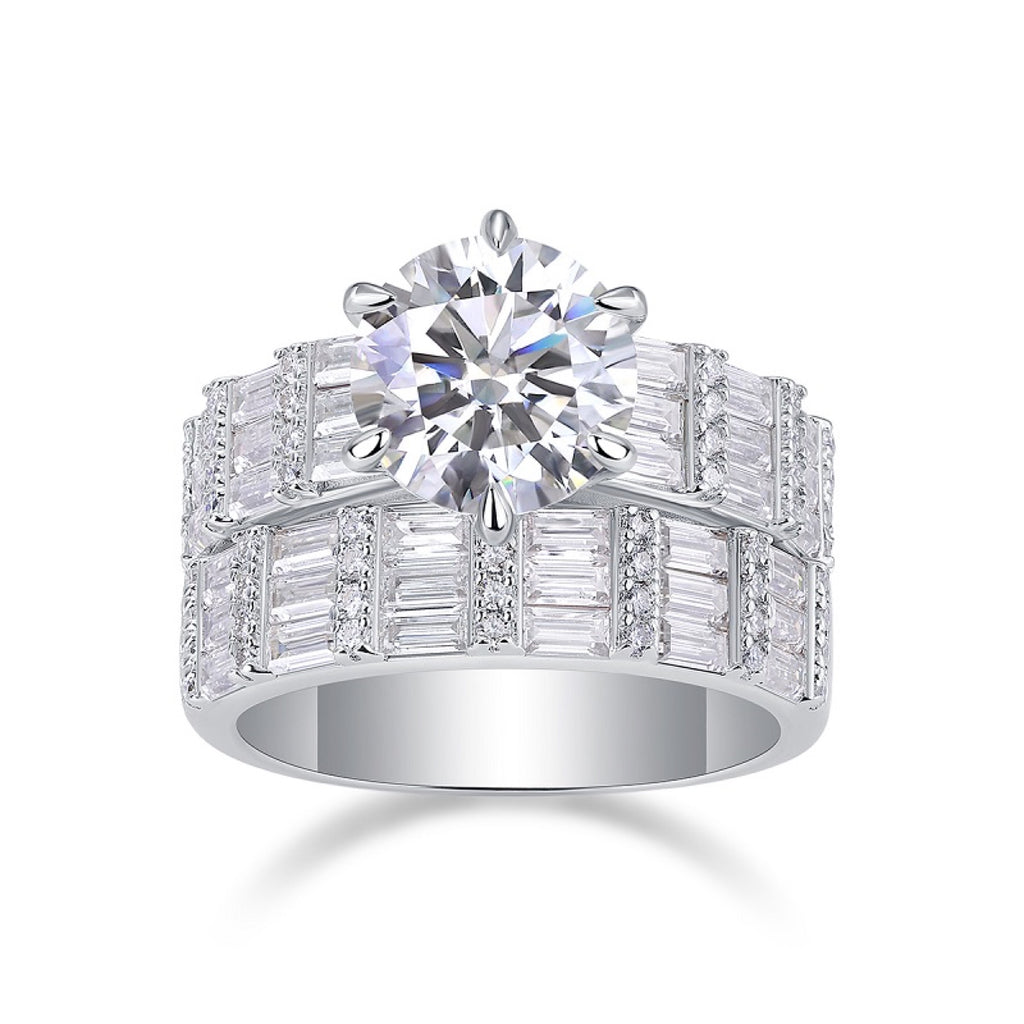 Freesia 3 Carat Moissanite Halo Ring in Sterling Silver
