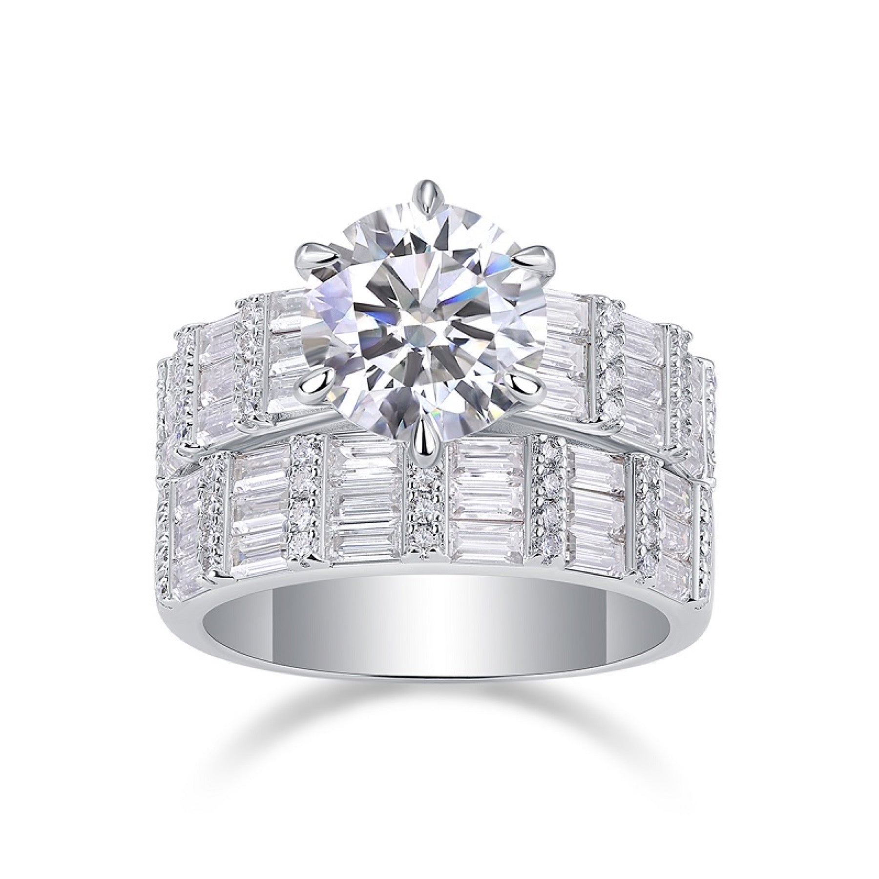 Freesia 3 Carat Moissanite Halo Ring in Sterling Silver