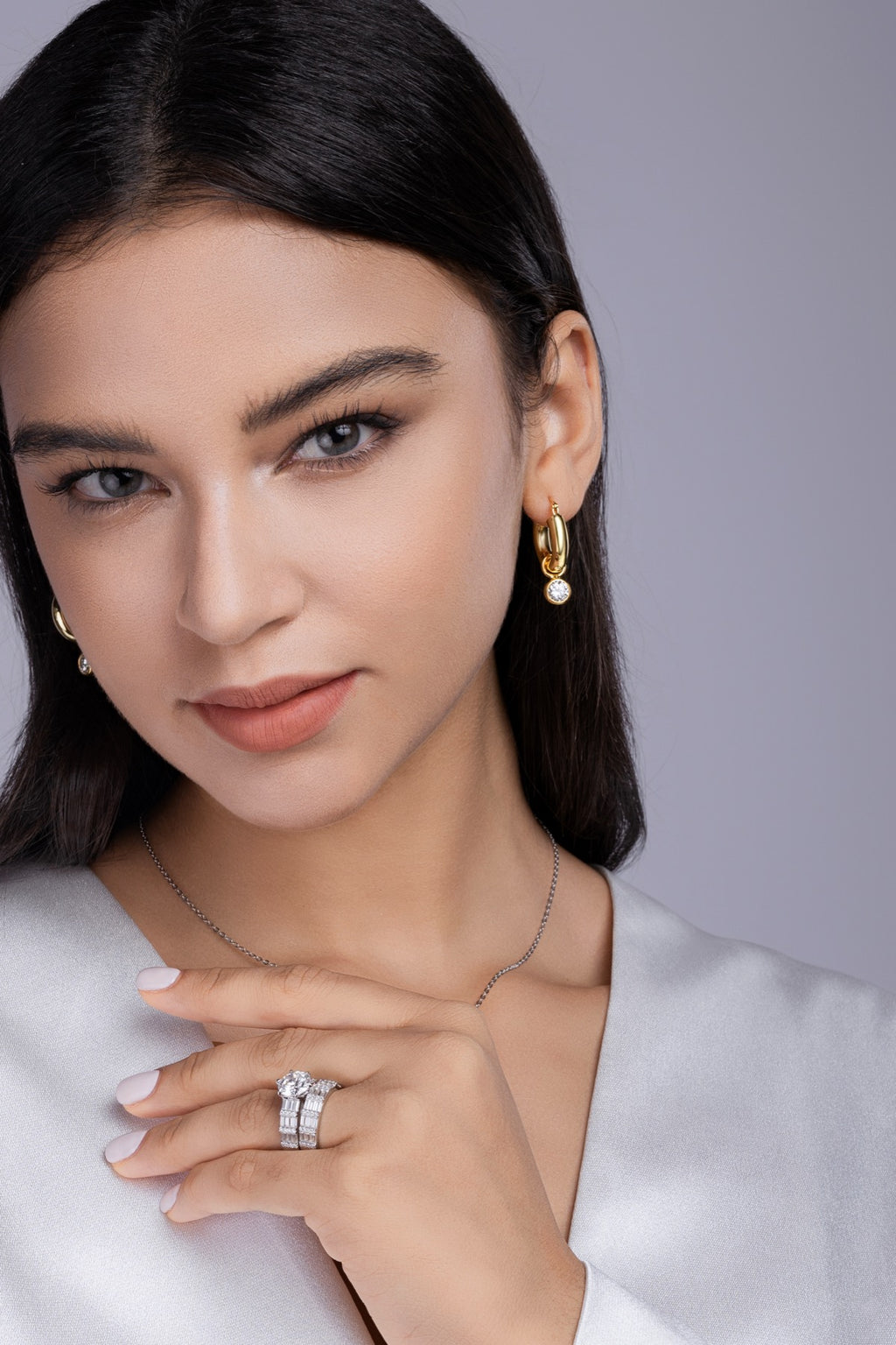 Freesia 3 Carat Moissanite Halo Ring in Sterling Silver