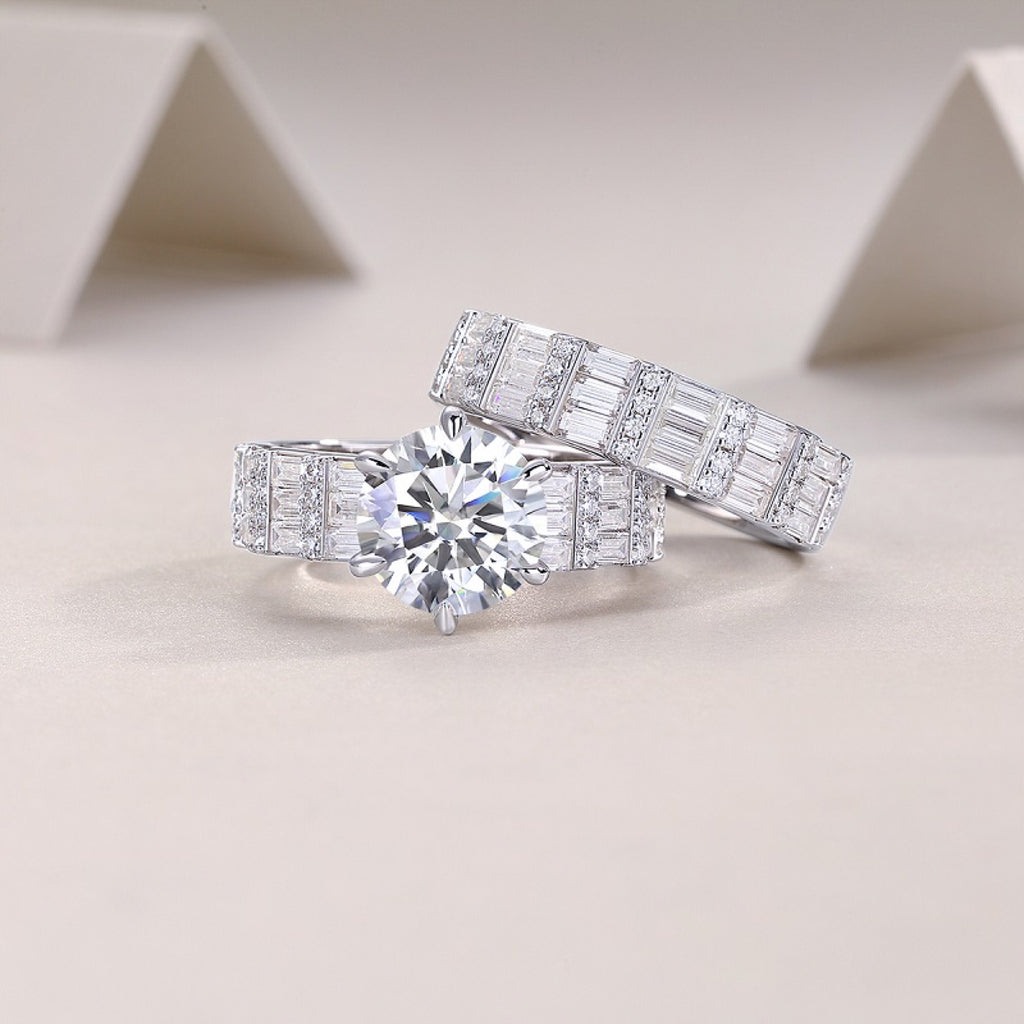 Freesia 3 Carat Moissanite Halo Ring in Sterling Silver