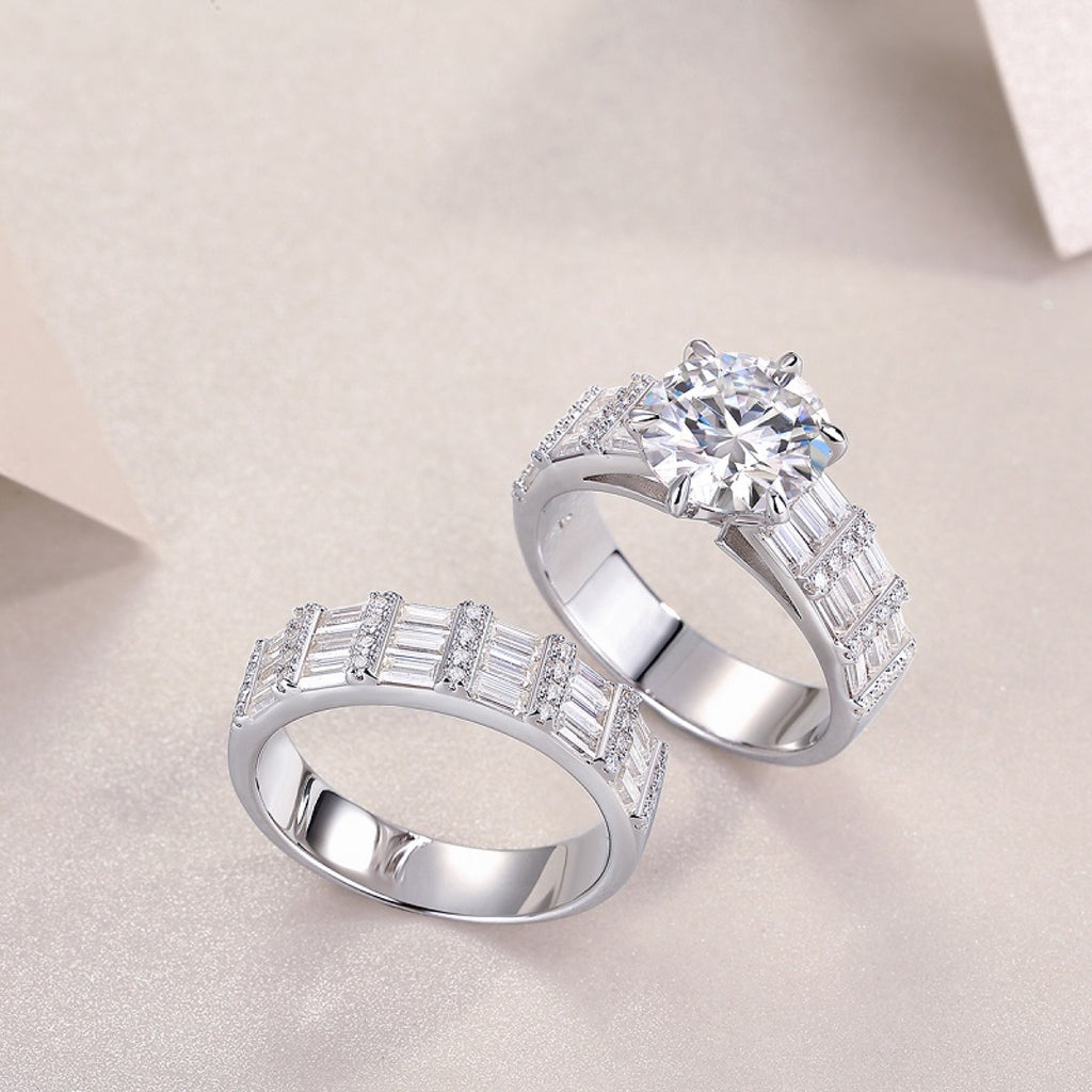 Freesia 3 Carat Moissanite Halo Ring in Sterling Silver