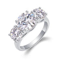 Fortunate 3 Carat Moissanite Three-Stone Ring in Sterling Silver