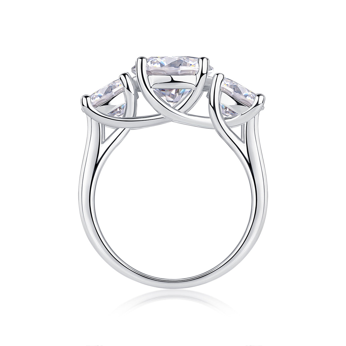 Fortunate 3 Carat Moissanite Three-Stone Ring in Sterling Silver