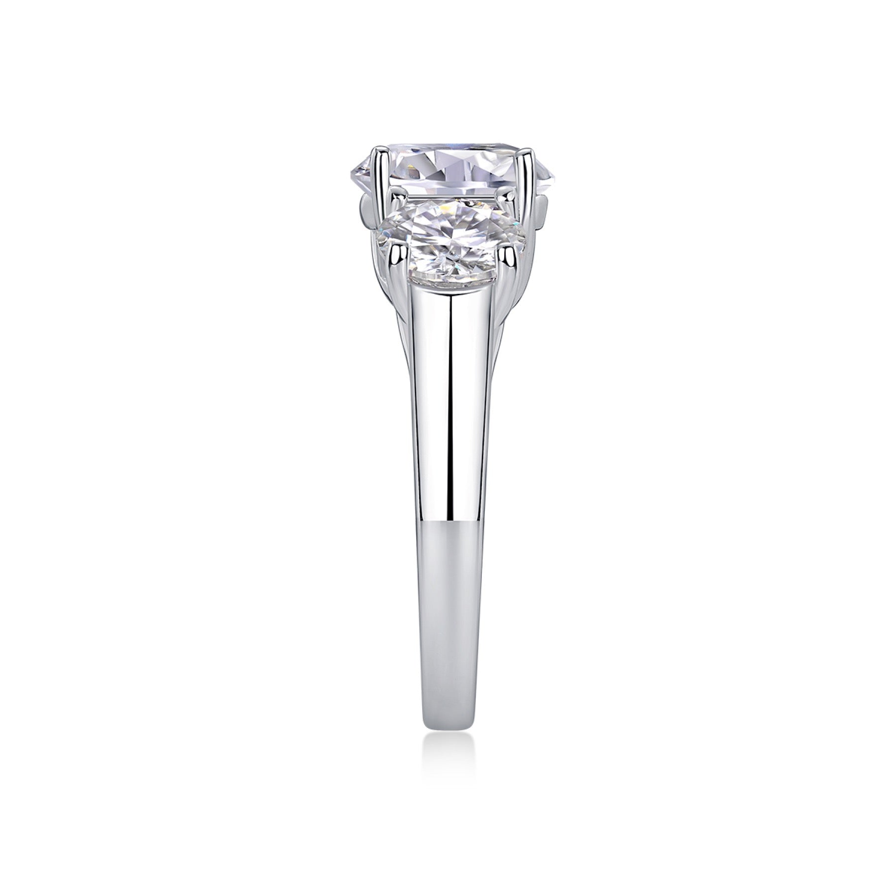 Fortunate 3 Carat Moissanite Three-Stone Ring in Sterling Silver