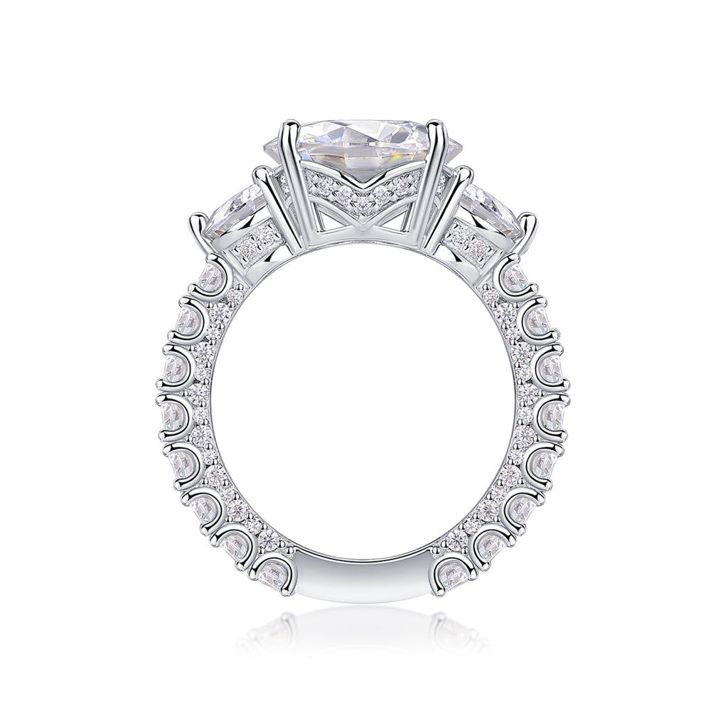 Triglow 5 Carat Moissanite Three-Stone Ring in Sterling Silver