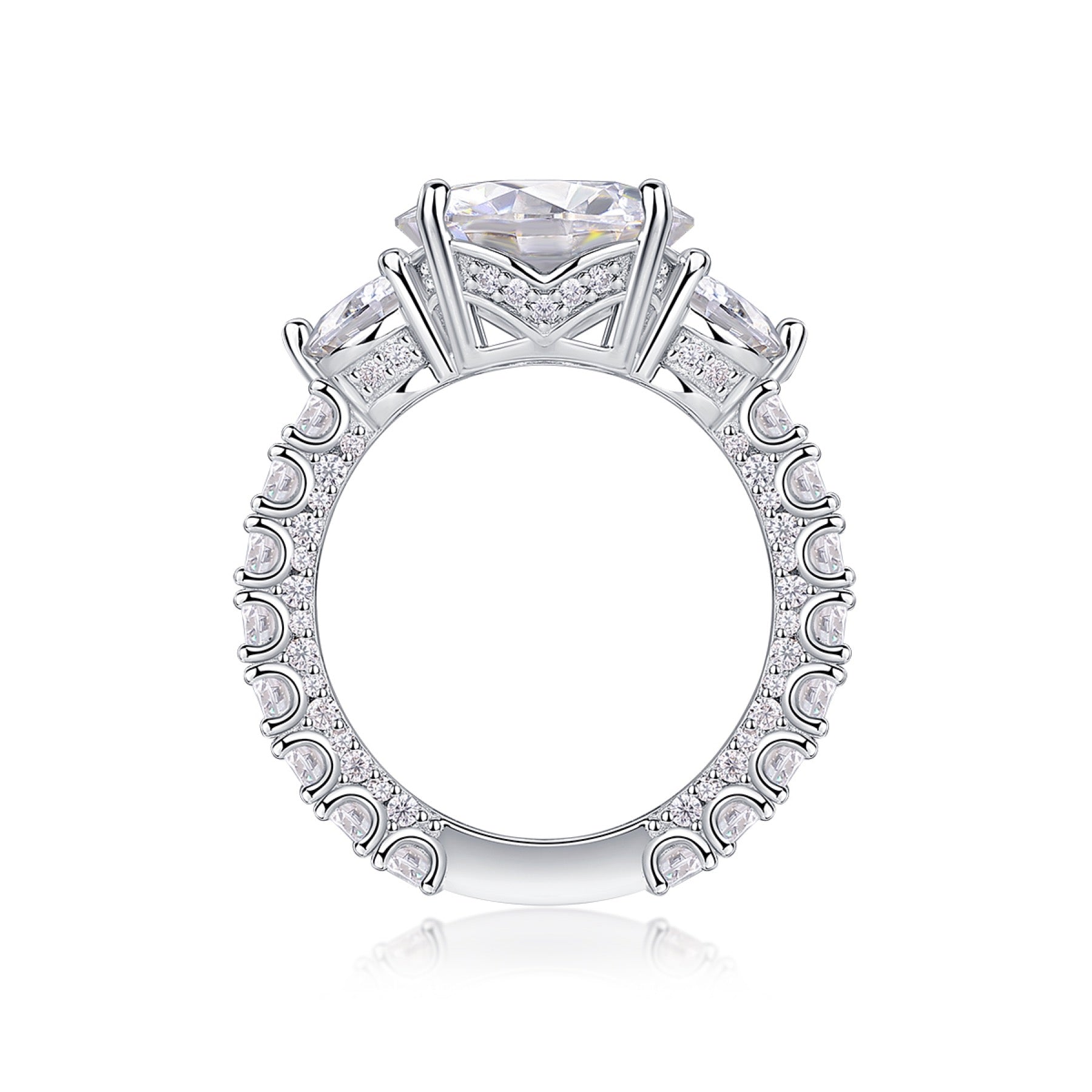 Triglow 5 Carat Moissanite Three-Stone Ring in Sterling Silver
