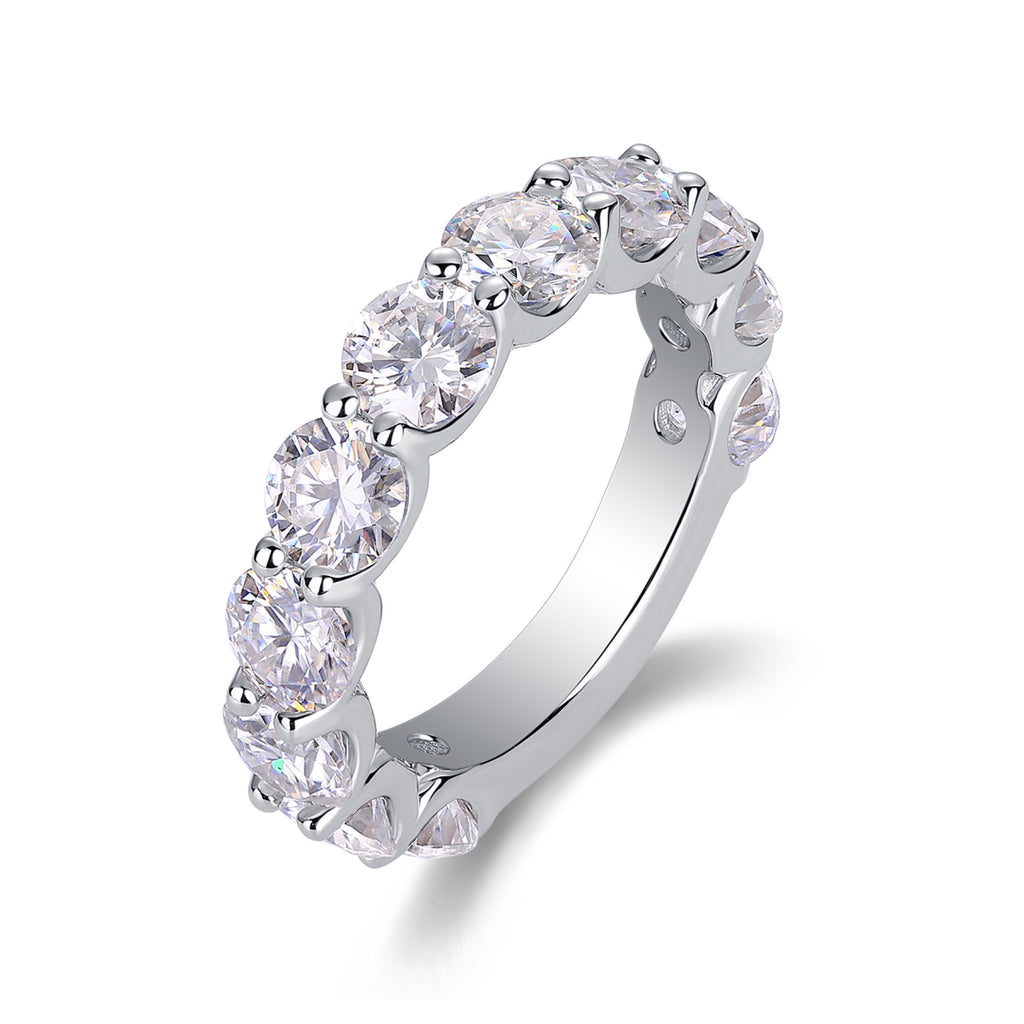 Prismatic Moissanite Eternity Band Ring in Sterling Silver