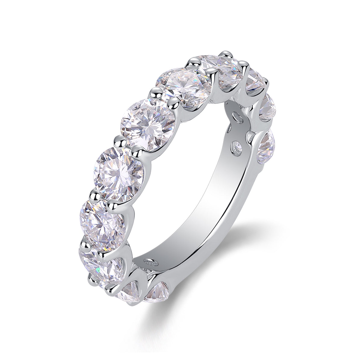 Prismatic Moissanite Three-Quarter Eternity Band Ring in Sterling Silver