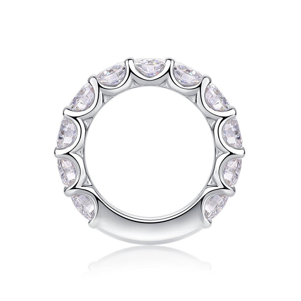 Prismatic Moissanite Eternity Band Ring in Sterling Silver