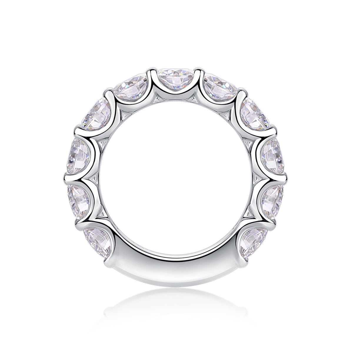 Prismatic Moissanite Three-Quarter Eternity Band Ring in Sterling Silver