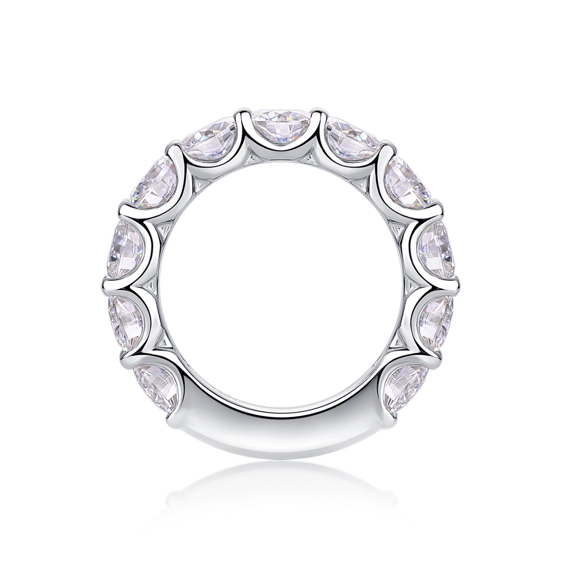 Prismatic Moissanite Eternity Band Ring in Sterling Silver