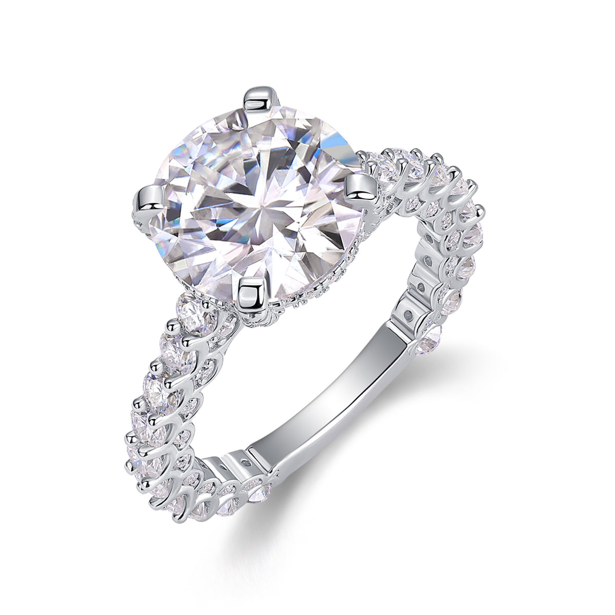 Tender 5 Carat Moissanite Solitaire Ring in Sterling Silver