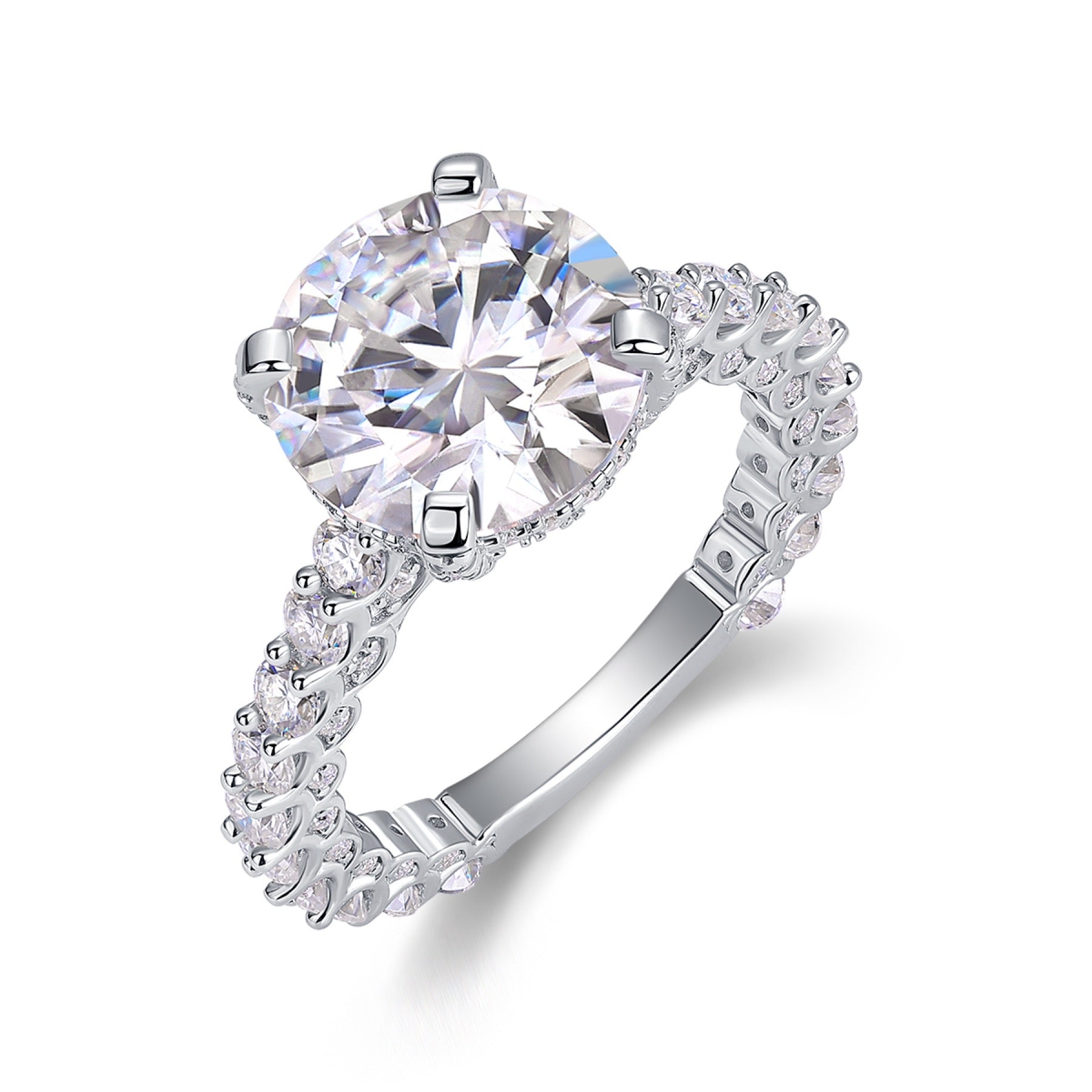 Tender 5 Carat Moissanite Solitaire Ring in Sterling Silver