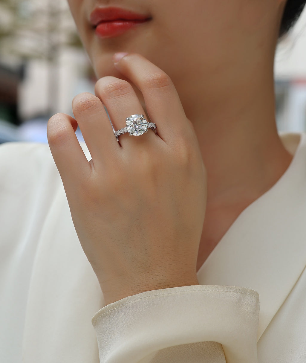 Tender 5 Carat Moissanite Solitaire Ring in Sterling Silver