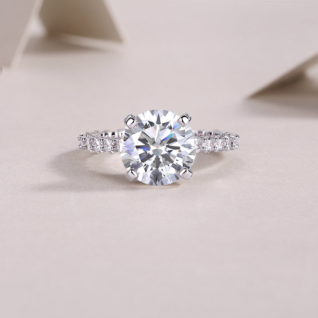 Tender 5 Carat Moissanite Solitaire Ring in Sterling Silver
