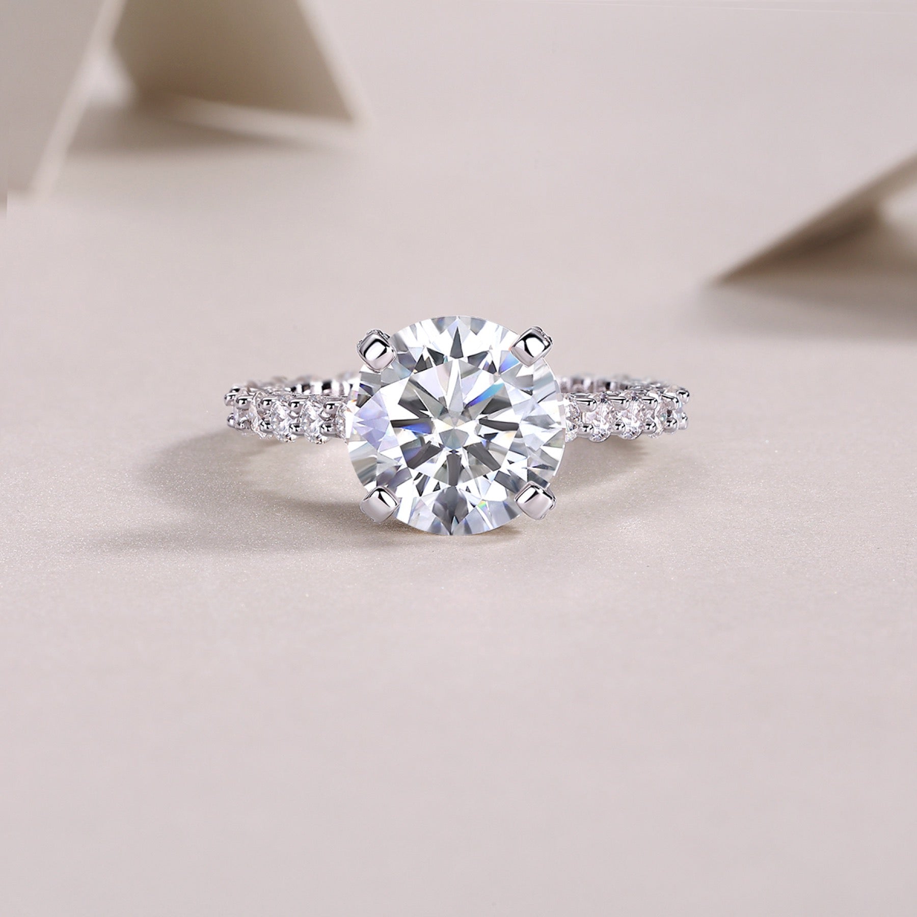 Tender 5 Carat Moissanite Solitaire Ring in Sterling Silver