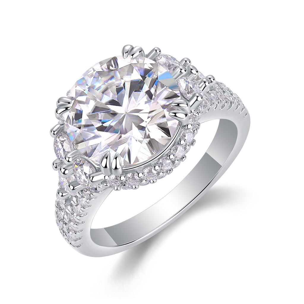 Verve 5 Carat Moissanite Halo Ring in Sterling Silver
