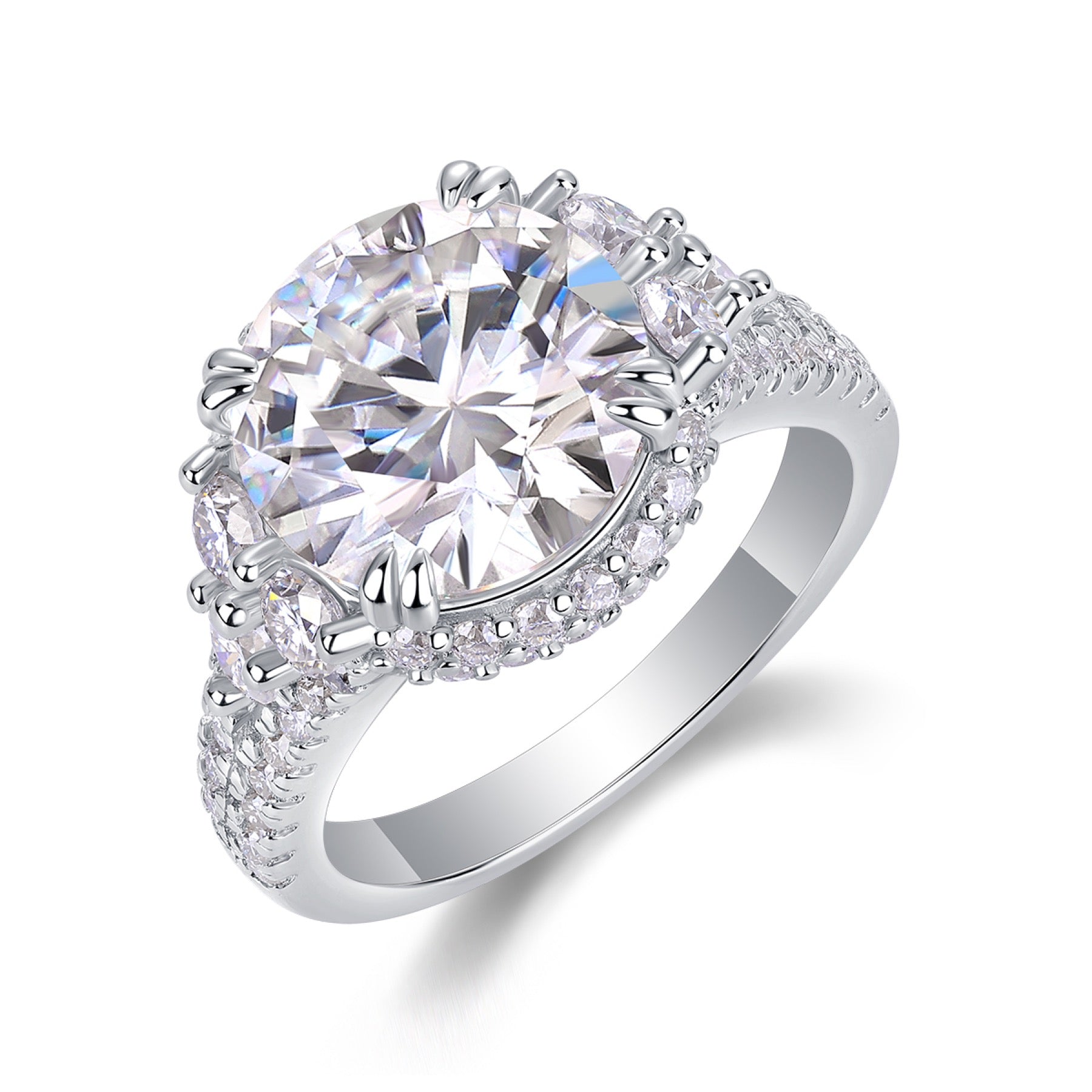 Verve 5 Carat Moissanite Halo Ring in Sterling Silver