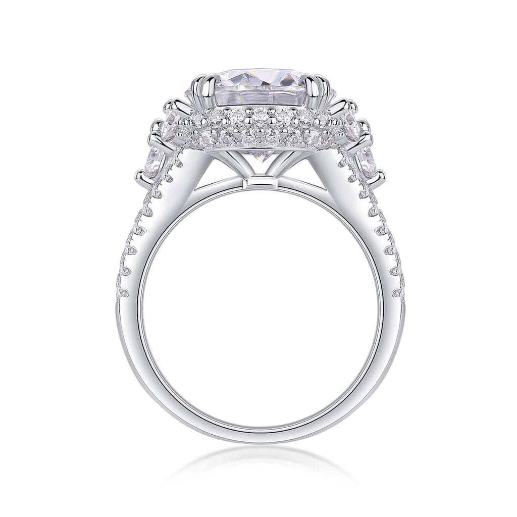 Verve 5 Carat Moissanite Halo Ring in Sterling Silver