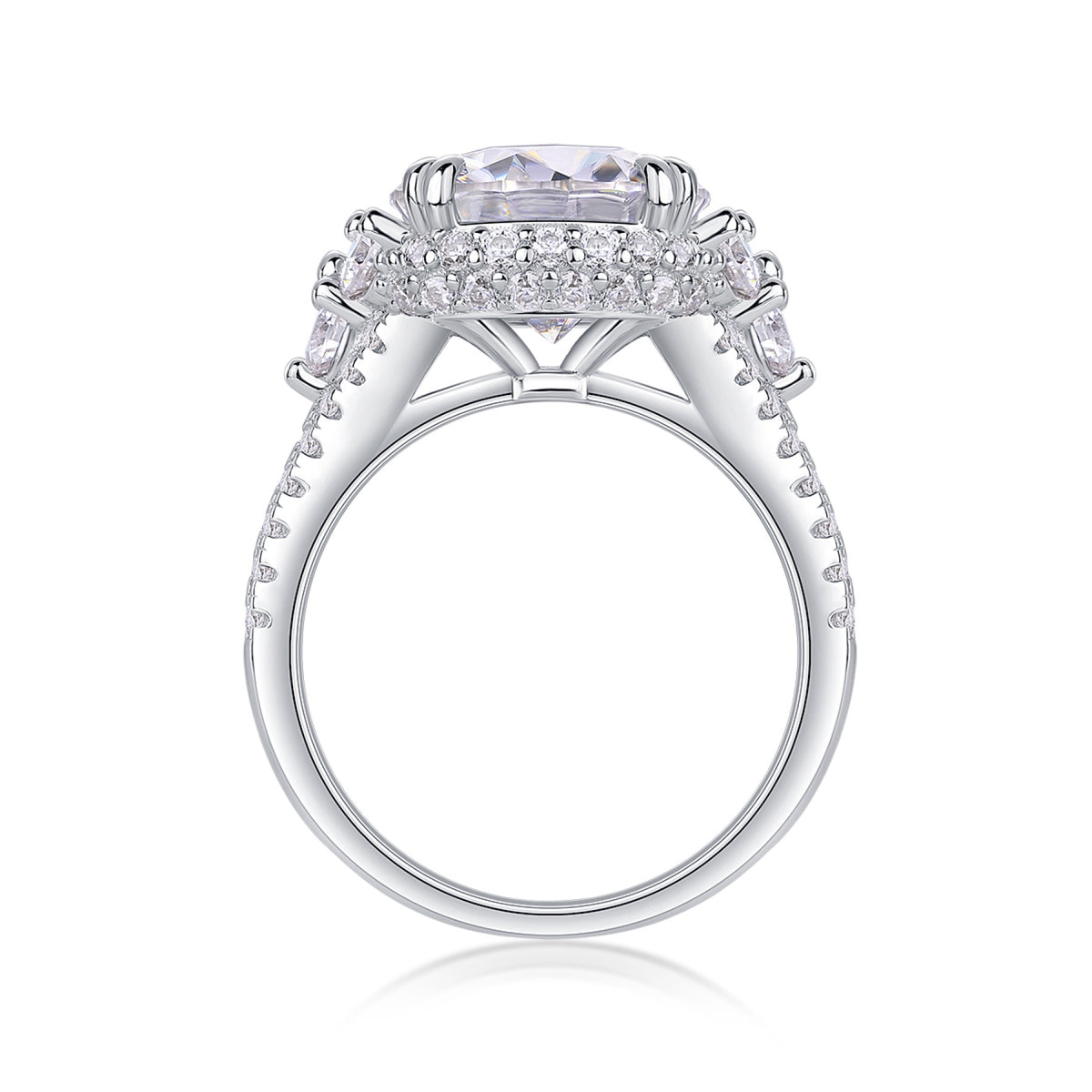 Verve 5 Carat Moissanite Halo Ring in Sterling Silver