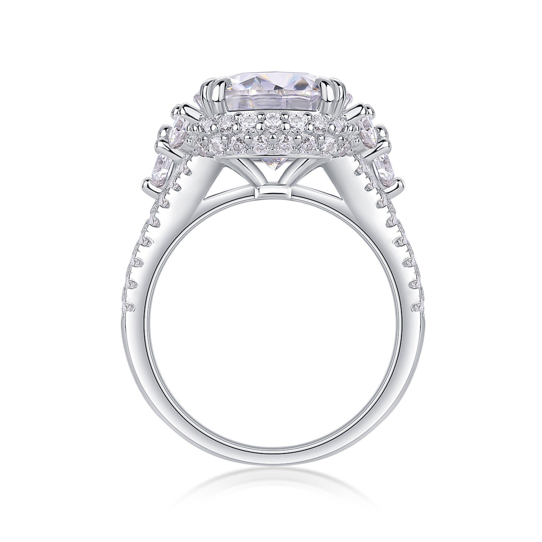 Verve 5 Carat Moissanite Halo Ring in Sterling Silver