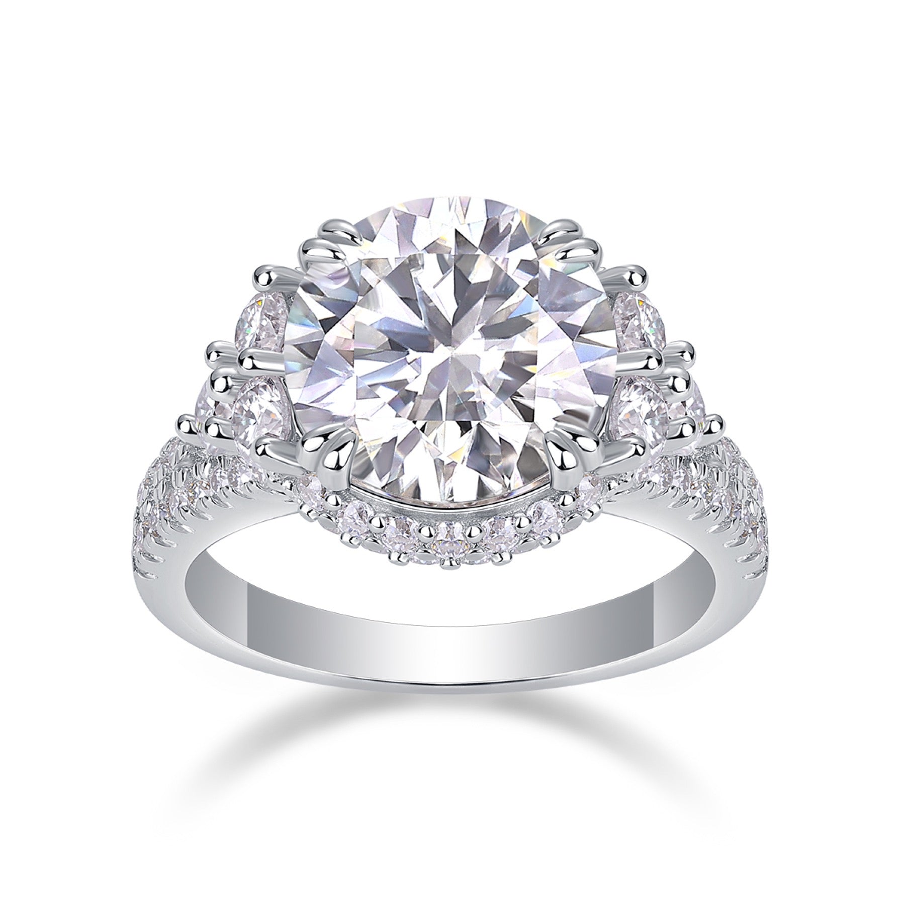 Verve 5 Carat Moissanite Halo Ring in Sterling Silver