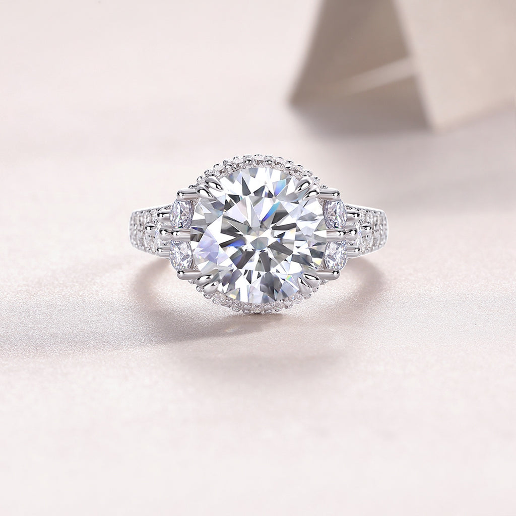 Verve 5 Carat Moissanite Halo Ring in Sterling Silver
