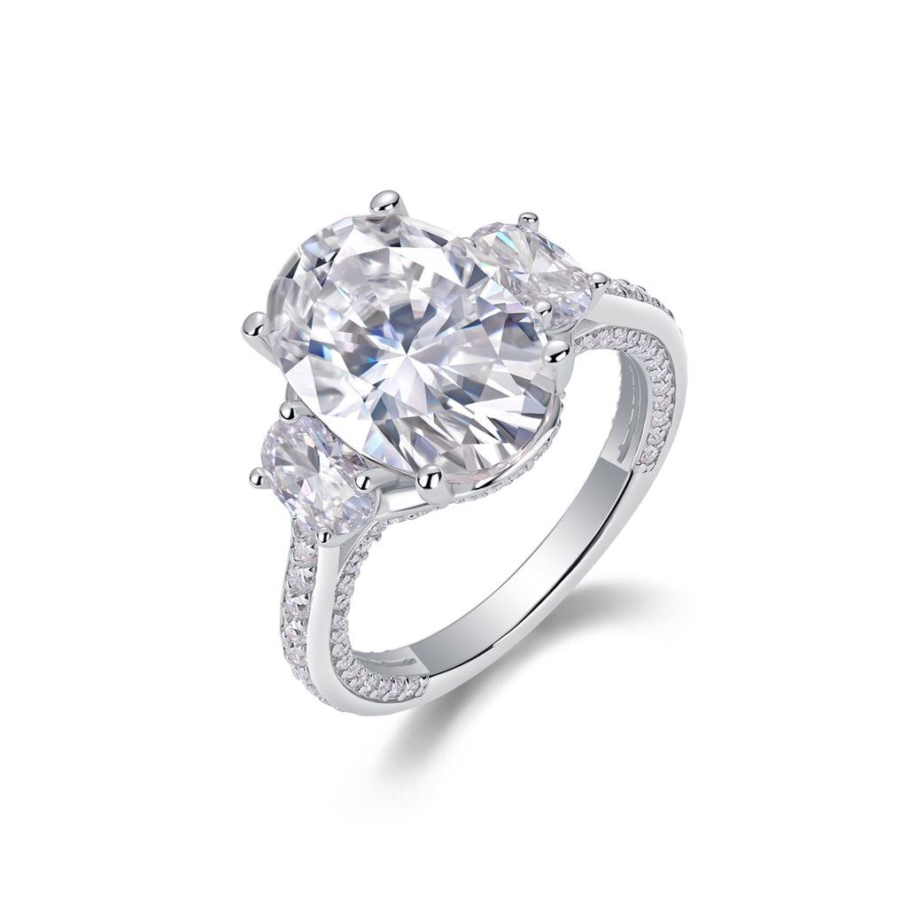 Crownlight Oval-Cut Moissanite Solitaire Ring in Sterling Silver