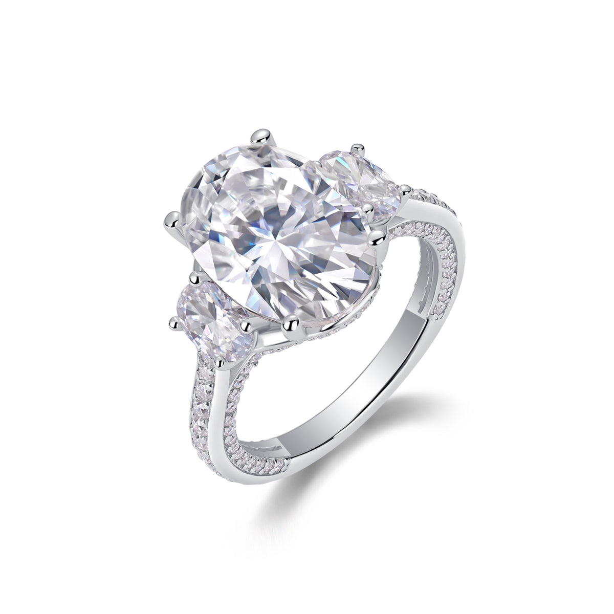 Crownlight Oval-Cut Moissanite Solitaire Ring in Sterling Silver
