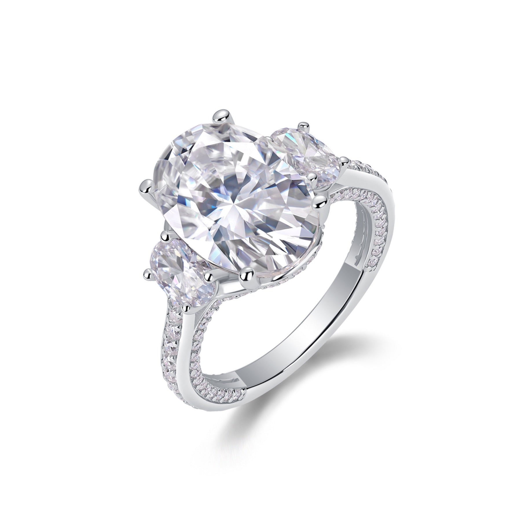 Crownlight Oval-Cut Moissanite Solitaire Ring in Sterling Silver