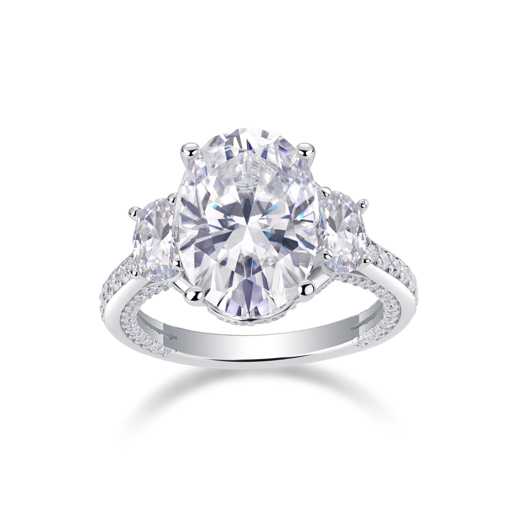 Crownlight Oval-Cut Moissanite Solitaire Ring in Sterling Silver