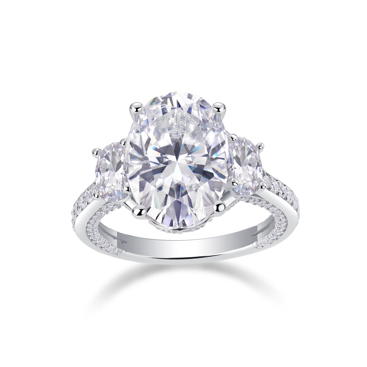 Crownlight Oval-Cut Moissanite Solitaire Ring in Sterling Silver