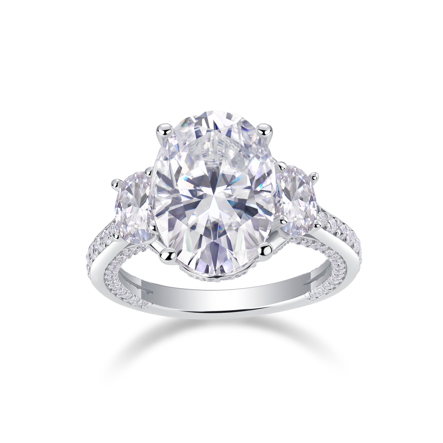 Crownlight Oval-Cut Moissanite Solitaire Ring in Sterling Silver