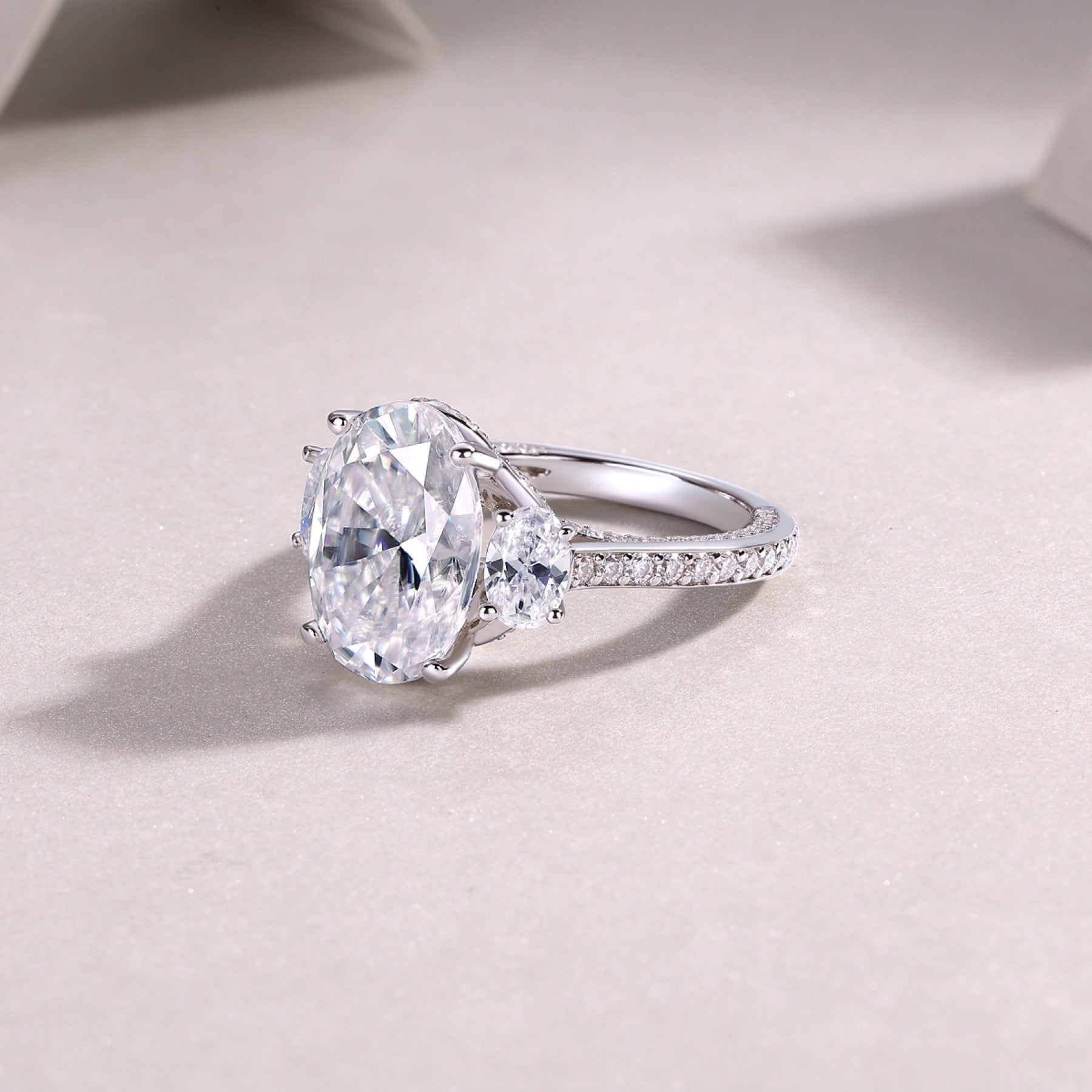Crownlight Oval-Cut Moissanite Solitaire Ring in Sterling Silver