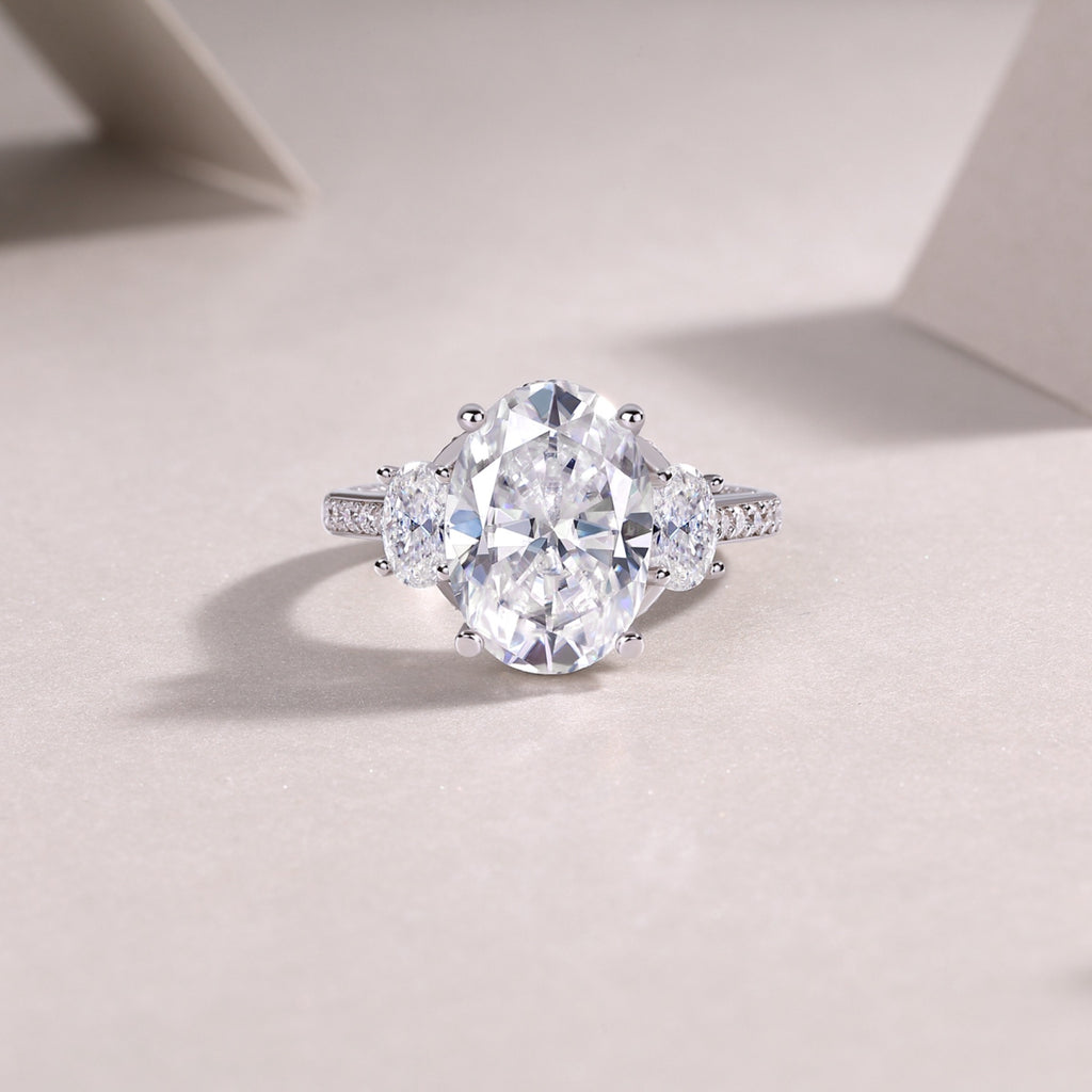 Crownlight Oval-Cut Moissanite Solitaire Ring in Sterling Silver