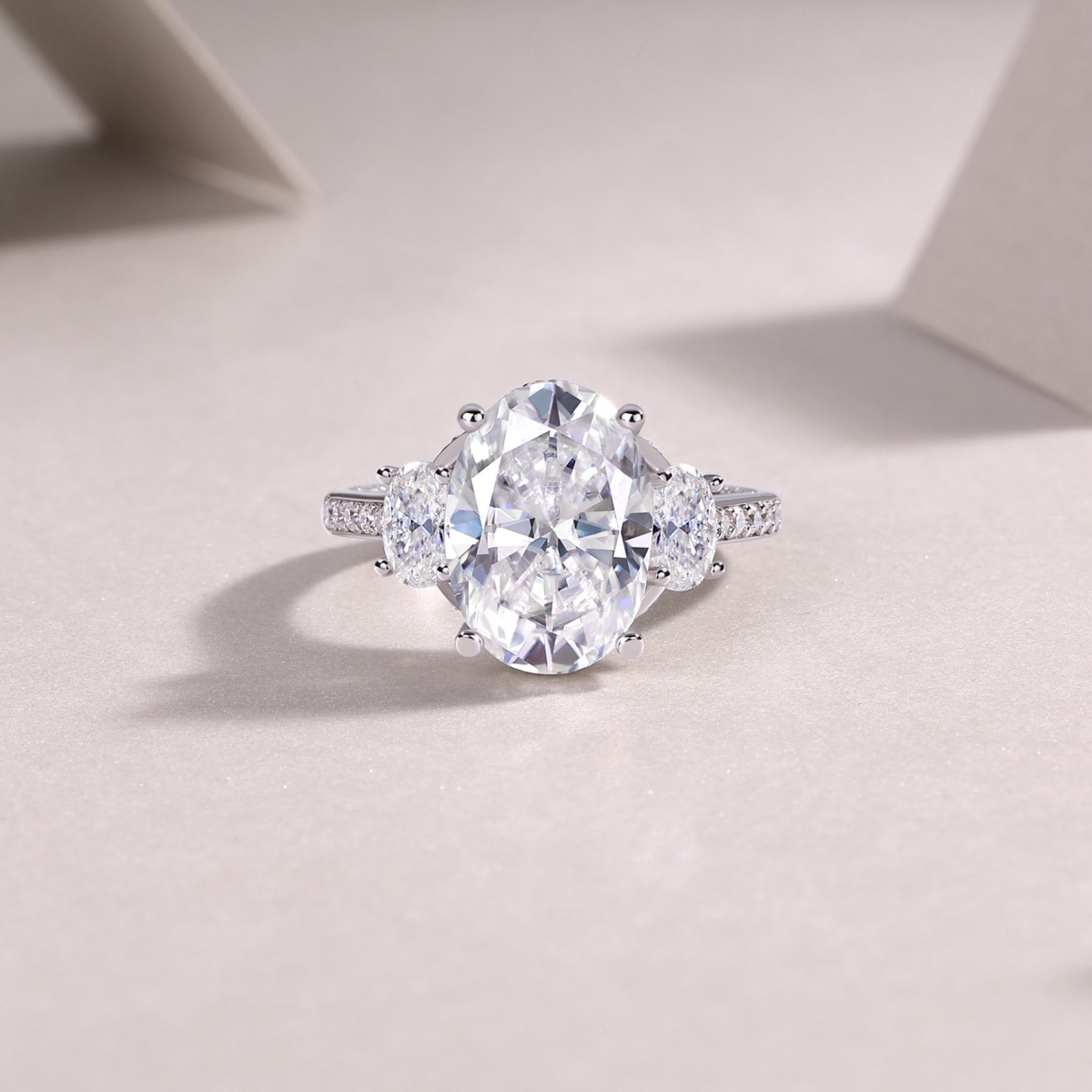 Crownlight Oval-Cut Moissanite Solitaire Ring in Sterling Silver