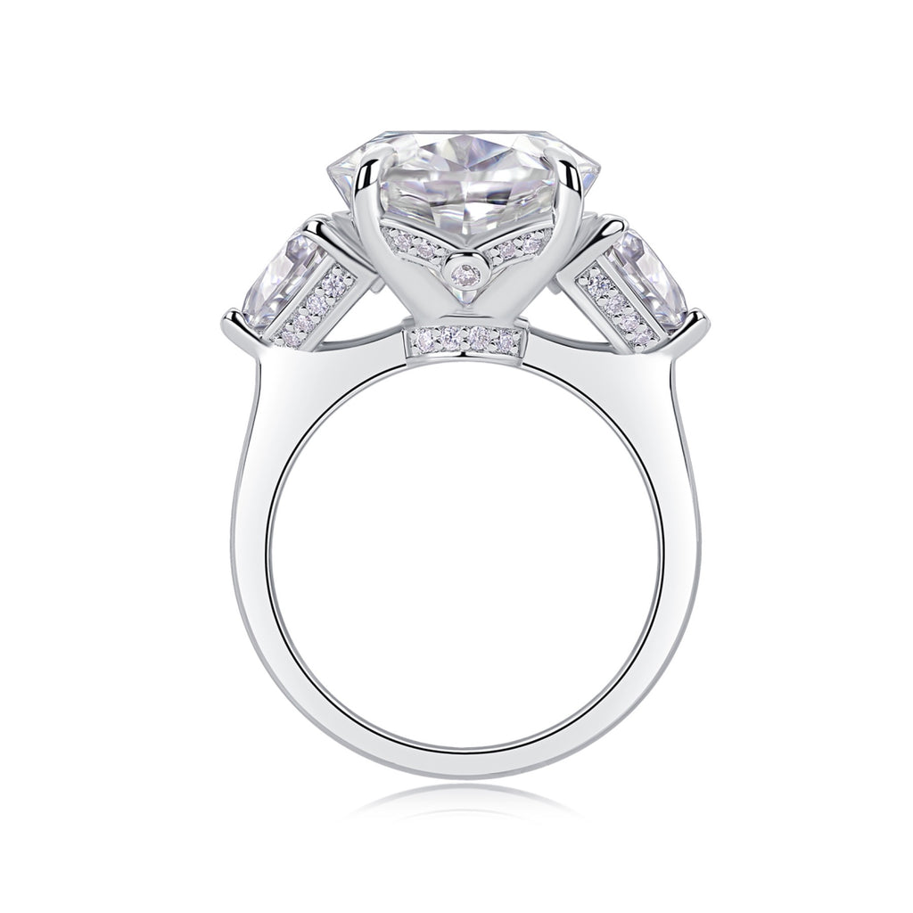 Attune Oval-Cut Moissanite Three-Stone Ring in Sterling Silver