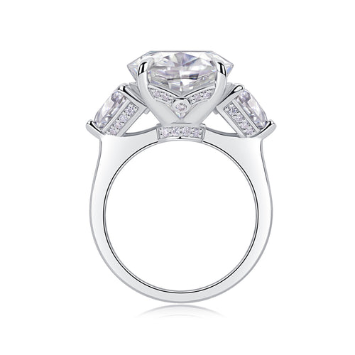 Attune Oval-Cut Moissanite Three-Stone Ring in Sterling Silver