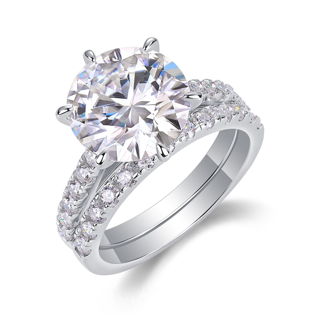 Twostar 5 Carat Moissanite Solitaire Ring in Sterling Silver