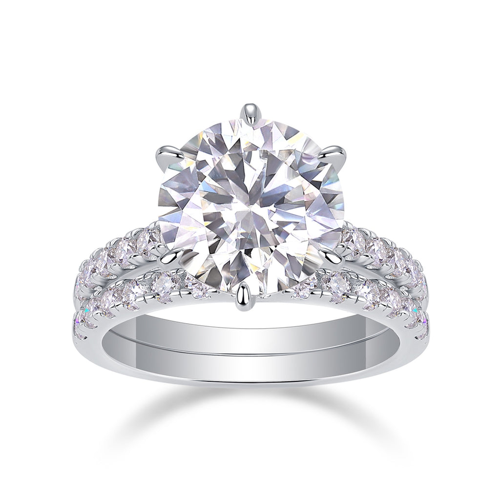 Twostar 5 Carat Moissanite Solitaire Ring in Sterling Silver