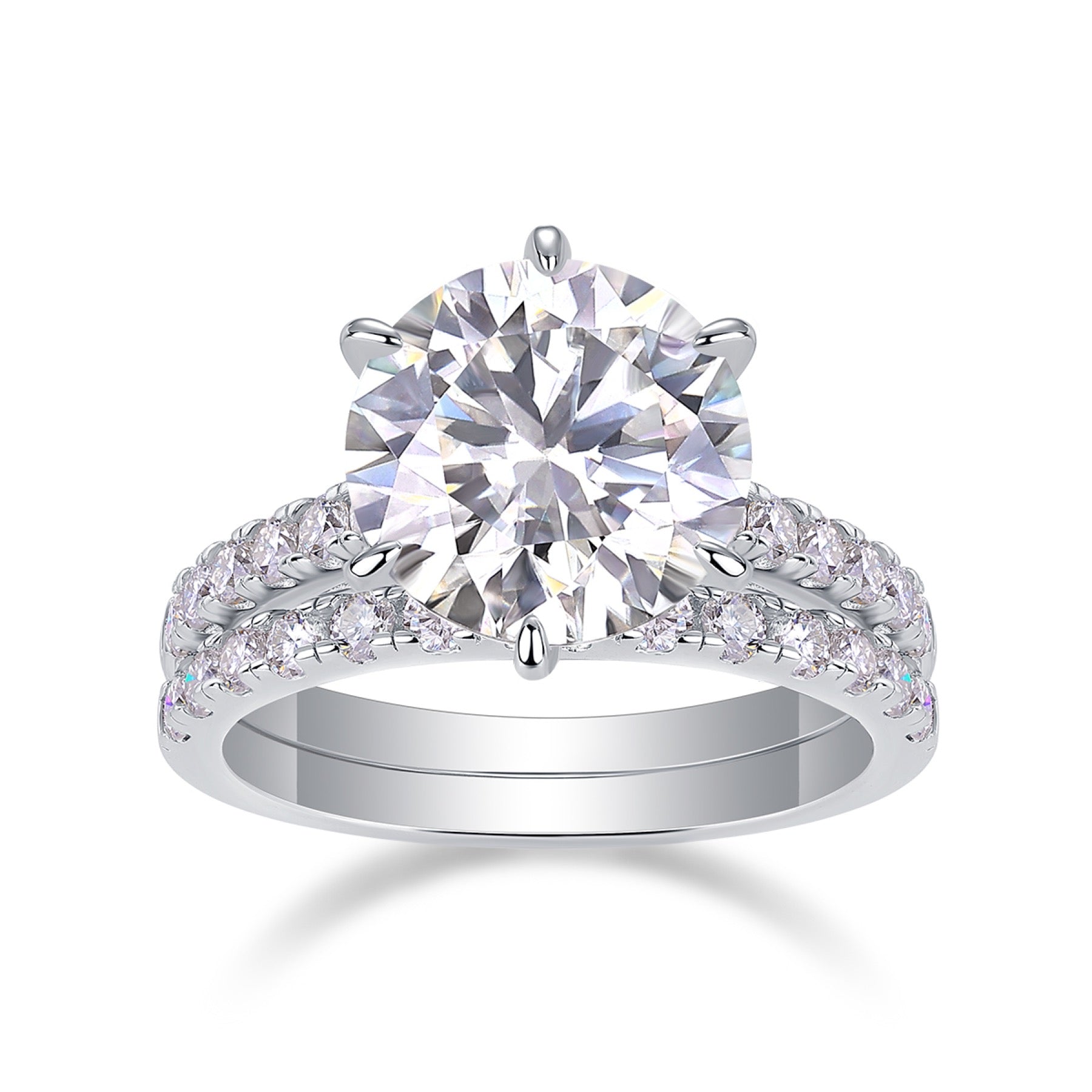 Twostar 5 Carat Moissanite Solitaire Ring in Sterling Silver