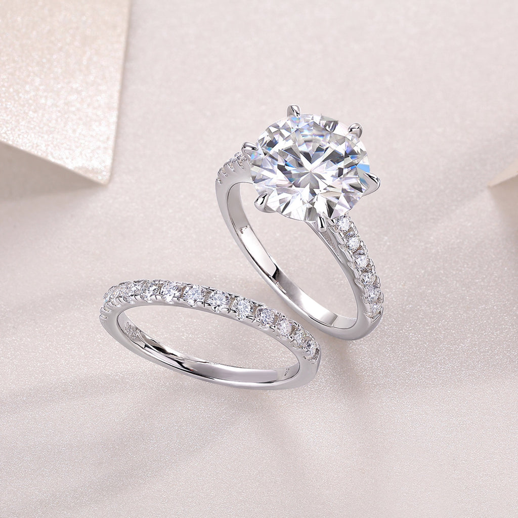 Twostar 5 Carat Moissanite Solitaire Ring in Sterling Silver